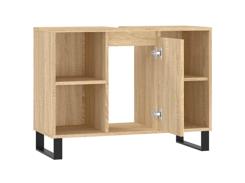  Meuble salle de bain rangement, commode chêne sonoma 80x33x60cm bois d'ingénierie shl5865  - Conforama E