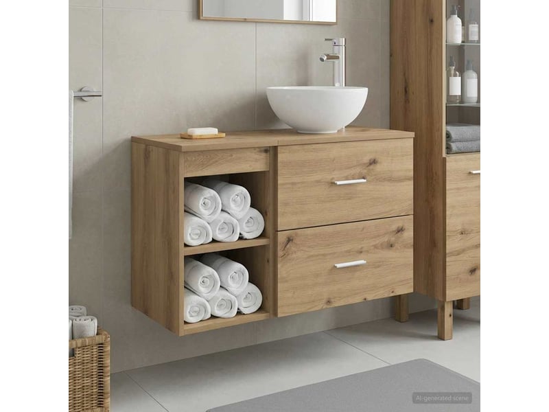 Ensemble de mobilier de salle de bain 2 pc chêne artisanal cf64054 - Conforama B