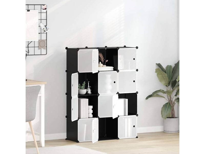  Cubes de rangement 12 pcs avec portes noir pp shl3262  - Conforama B