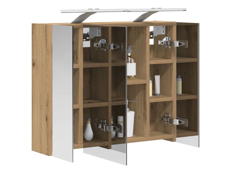  Amoire de salle de bain, meuble de salle de bain avec miroir chêne artisanal shl2411  - Conforama C
