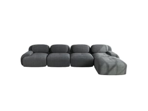 Canapé d'angle modenvie modulaire 4 places 388 x 178 cm velours côtelé gris