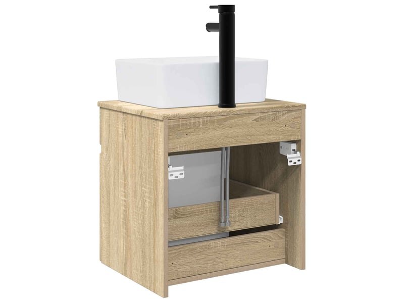 Meuble de lavabo mural, rangement salle de bain chêne sonoma 49x41x63 cm shl9383 - Conforama D