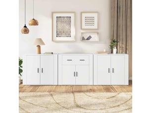Buffets 3 pcs - bahut - meuble de rangement blanc bois d'ingénierie