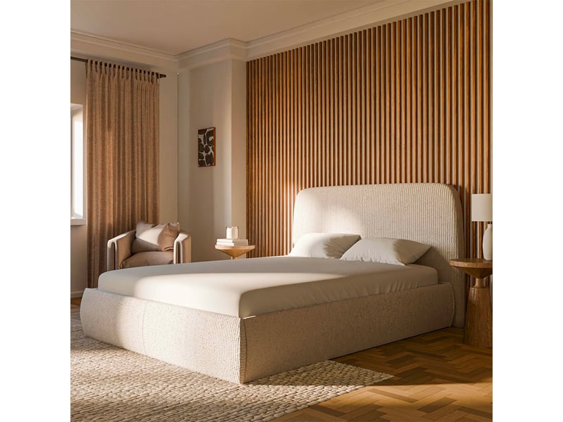 Lit coffre éra beige - 160x200cm - velours côtelé Éra - Conforama B