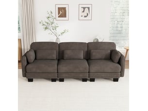 Canapé droit compressé fixe MODFU  3 places Tissu Marron