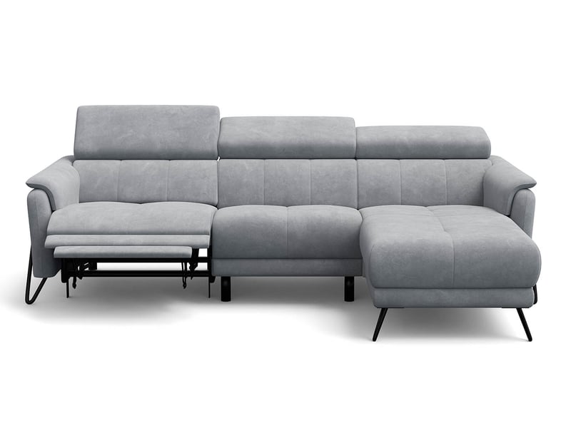  Canapé d'angle 4 places roden avec relax, tissu velours gris clair RODEN - Conforama C