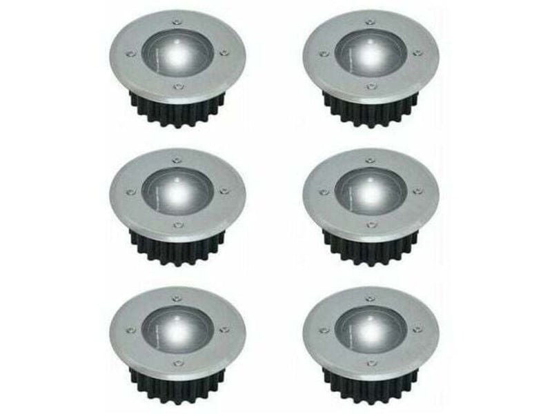 Ensemble de 6 spots led solaires encastrés ronds de 85 mm – acier inoxydable – résistants aux intempéries – éclairage extérieur, gris HRC0000689LY - Conforama A