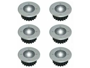 Ensemble de 6 spots led solaires encastrés ronds de 85 mm – acier inoxydable – résistants aux intempéries – éclairage extérieur, gris