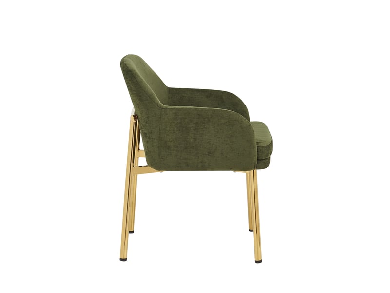  Lot de 6 chaises de salle à manger, dossier ergonomique, moderne, métal et bois, vert et doré  - Conforama E