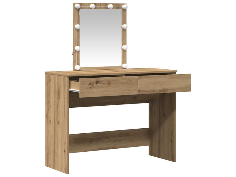  Coiffeuse, table de toilette chêne artisanal 100x40x130 cm shl57904  - Conforama E