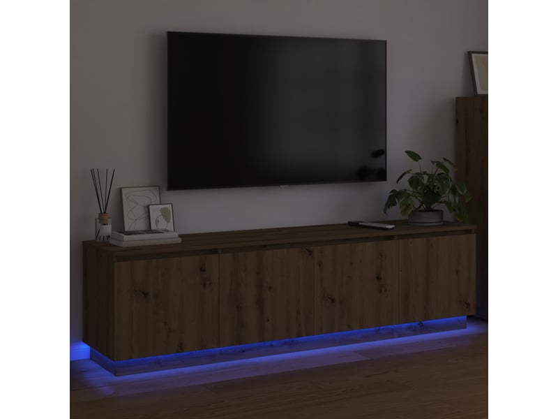  Meuble tv - banc tv - meuble de rangement 180 x 38 x 49 cm chêne artisanal bois d'ingénierie  - Conforama E