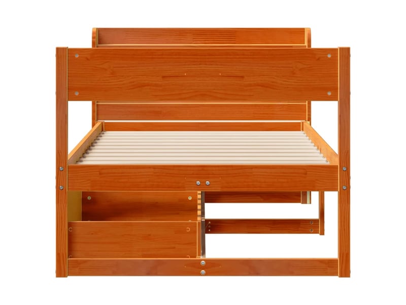  Lit simple- lit adulte -  cadre de lit sans matelas  marron 100x200cm bois pin massif  - Conforama C