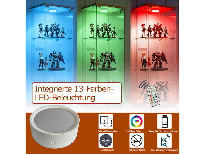  Vitrine 1 porte 3 niveaux avec led mdf et verre effet bois 42.5x36.5x120 cm W5093P396415 - Conforama D