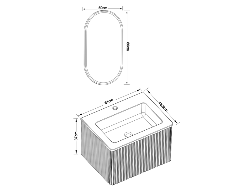  Meuble sous vasque suspendu avec 1 tiroir, miroir led antibuée réglable pour salle de bain blanc 61 × 46,5 × 37 cm  - Conforama C