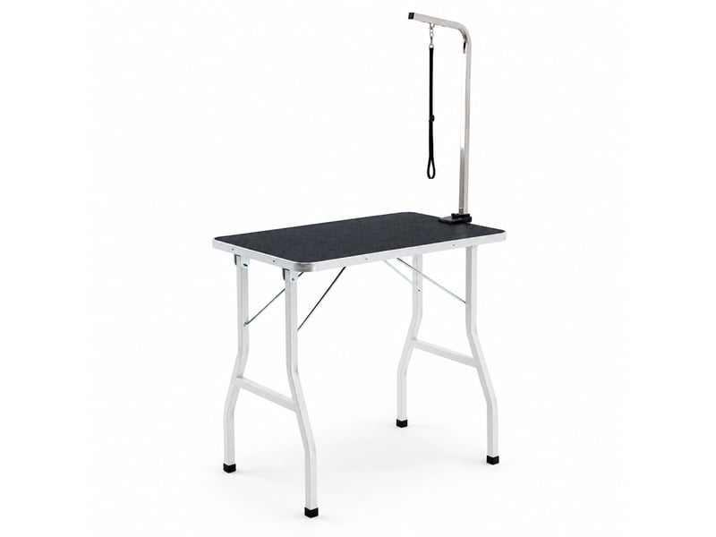  Plateforme pliable réglable 90 x 60 x 76 cm noir et blanc en acier avec bras de maintien  - Conforama A