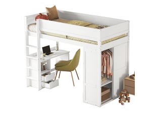 Lit mezzanine 90x200 cm MODENUIT coloris blanc