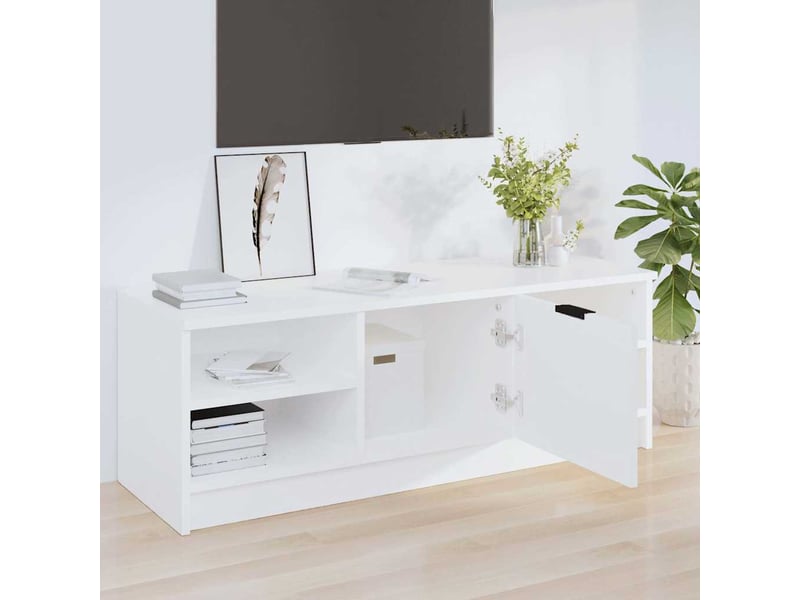 Meuble tv - banc tv - meuble de rangement blanc 102x35,5x36,5 cm bois d'ingénierie  - Conforama C