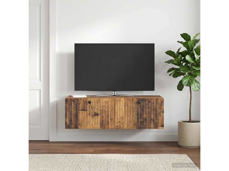  Meuble tv - banc tv - meuble de rangement mural bois ancien 98 x 41 x 30 cm bois d'ingénierie  - Conforama D