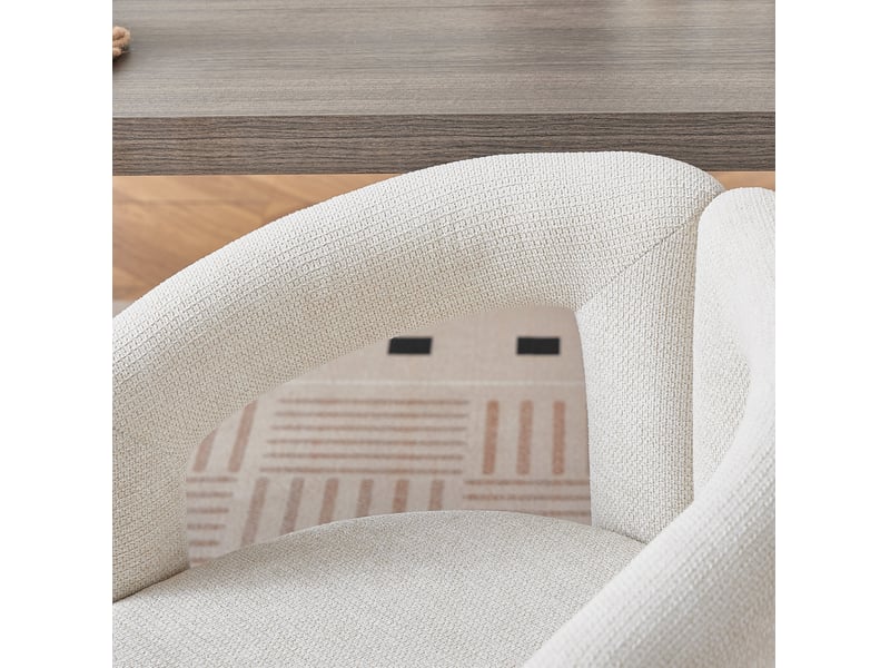  Lot de 2 chaises de salle à manger avec accoudoirs en chenille beige  - Conforama E