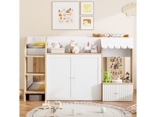 Lit mezzanine 90x200 cm <strong>MERAX</strong> <strong>lit enfant blanc</strong> coloris blanc