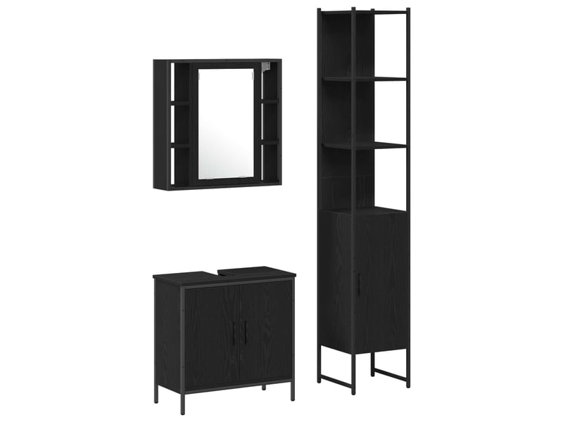 Ensembles de salle de bain, meubles de salle de bain 3 pc noir 33 x 33 x 185,5 cm cf64770 - Conforama A
