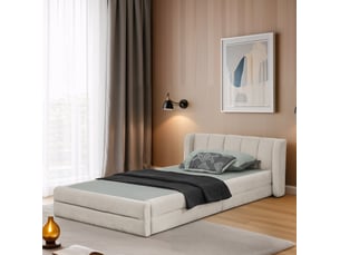 Lit simple 90x200 cm OKWISH coloris beige