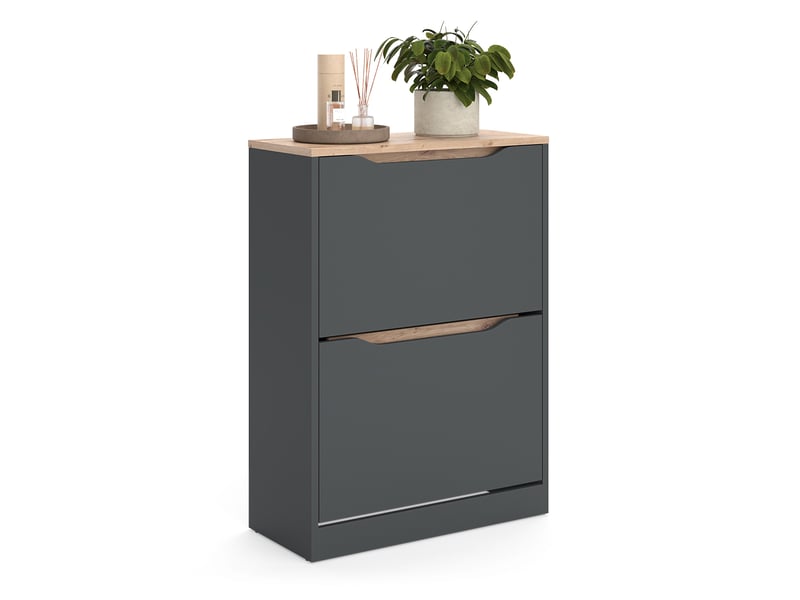  Vicco benne à chaussures, anthracitechêne artisan, 60.2x82.8cm avec 2 compartiments basculants  - Conforama E