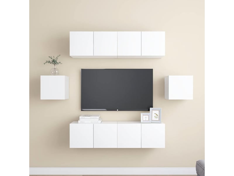  Ensemble de meubles tv 6 pcs blanc bois d'ingénierie shl89623  - Conforama B