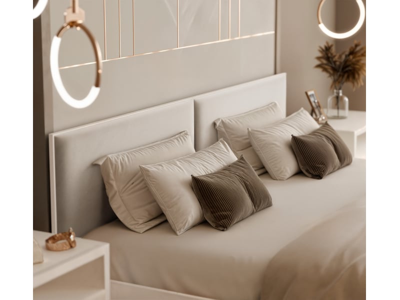 Lit coffre atheris - 160x200 cm - avec matelas - tissu velours - beige clair ATHERIS - Conforama D