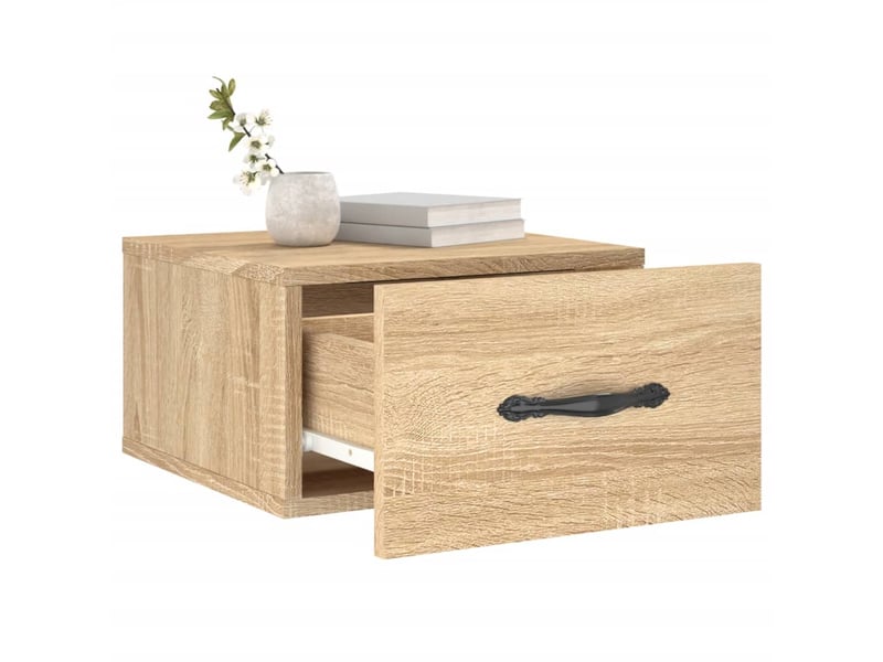  Lot de 2 tables de chevet - cabinet de chevet - table de nuit murales chêne sonoma 35x35x20 cm  - Conforama C