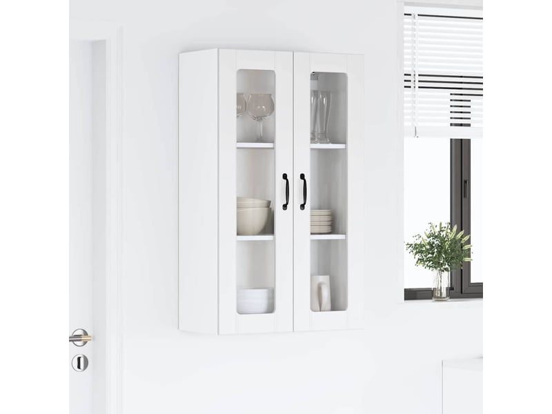  Meuble mural de cuisine, cabinet en verre mural blanc 60x31x100cm shl8301  - Conforama D