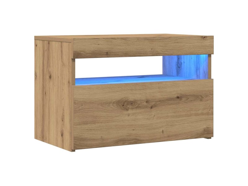 Meubles tv - banc tv - meuble de rangement avec lumières led 2 pcs chêne artisanal - Conforama D