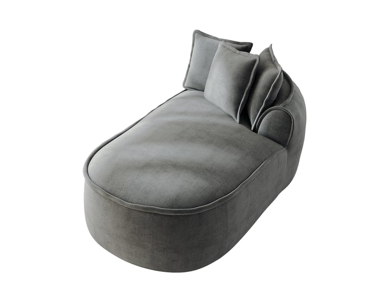 Canapé méridienne droite manchester en chenille gris avec coussins - Conforama A