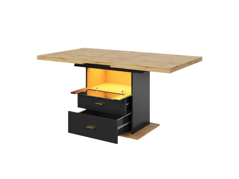  Table à manger extensible 110–140 cm x 80 x 75 cm, éclairage led, 6 places, idéale cuisinesalle à mangerterrasse  - Conforama D
