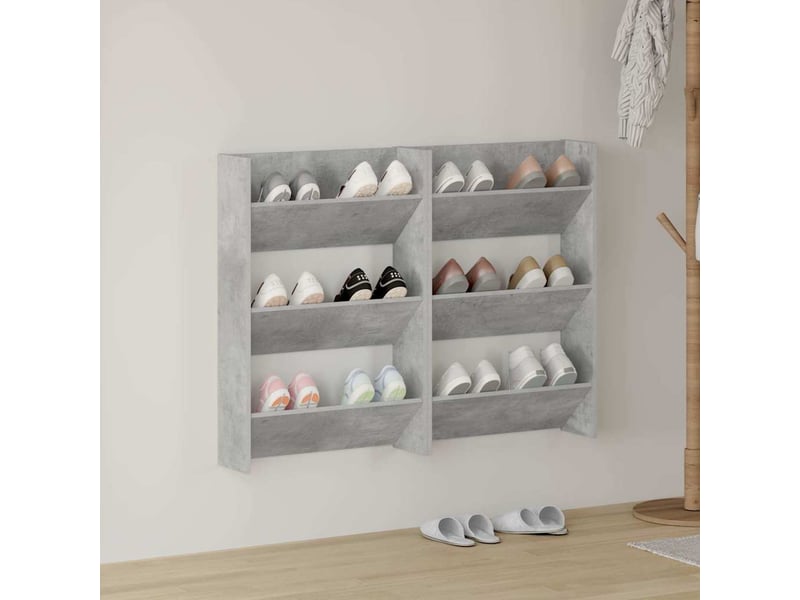  Armoires à chaussures murales 2 pcs gris béton 60x18x90 cm  - Conforama B