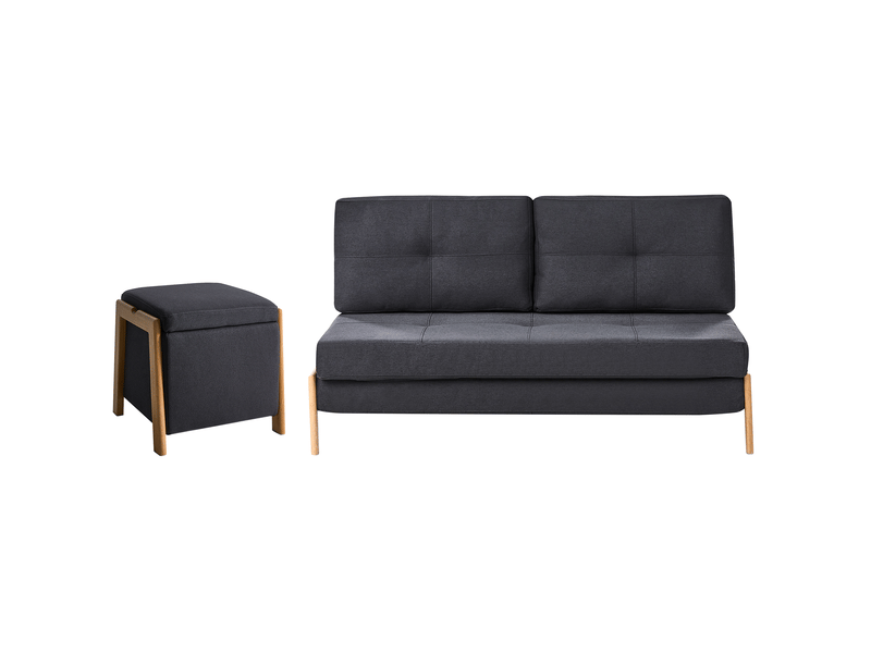Ensemble de salon 3 places edland tissu noir avec pouf - Conforama A
