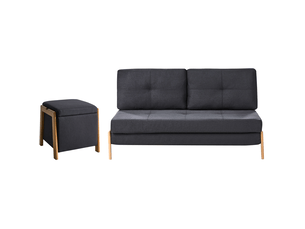 Canapé droit fixe <strong>BELIANI</strong> <strong></strong> 3 places Tissu noir avec coffre de rangement
