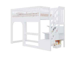 Lit mezzanine 90x200 cm <strong>HAVRYA</strong>  <strong></strong> coloris blanc