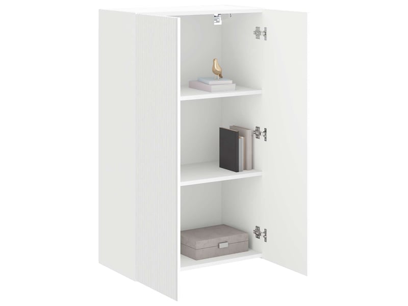  Meuble tv - banc tv - meuble de rangement mural 59,5 x 31 x 100 cm blanc bois d'ingénierie  - Conforama C