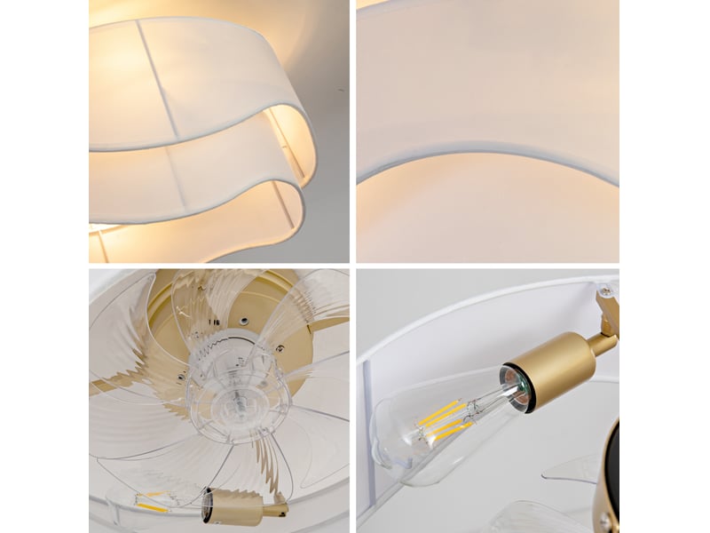 Ventilateur de plafond 19 pouces avec éclairage, abs, commande app et télécommande, 6 vitesses réversibles - Conforama D