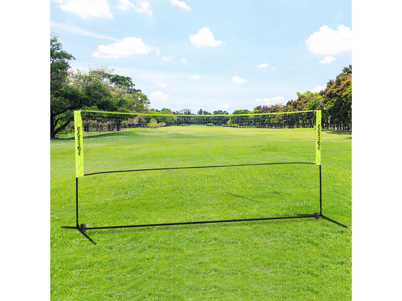 Filet de badminton sur pied et filet de tennis pliable, réglable 107-155 cm pour jardin et plage - Conforama B