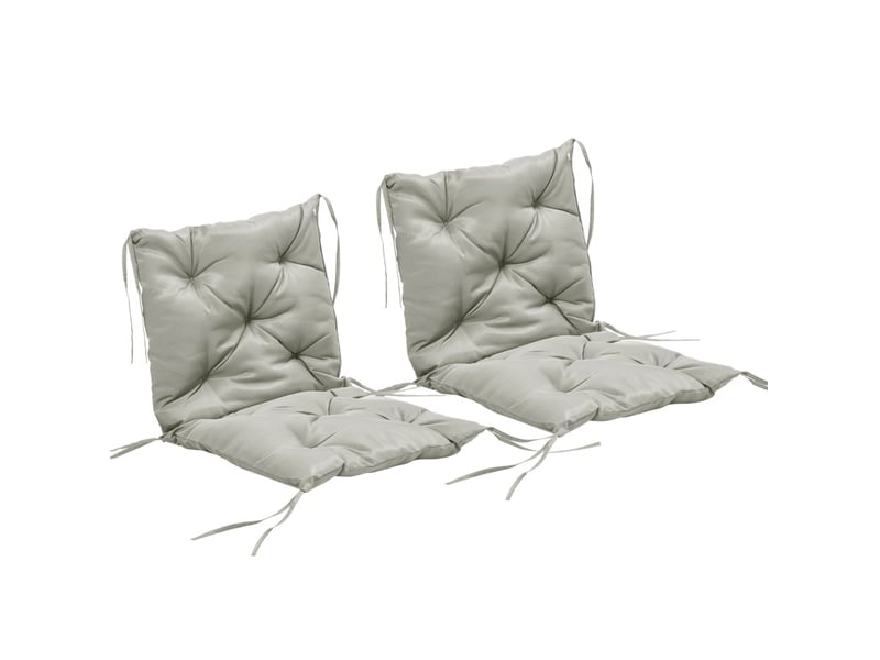  Lot de 2 coussins de chaise 98 x 50 x 8 cm gris clair polyester, liens de fixation intérieur extérieur  - Conforama A