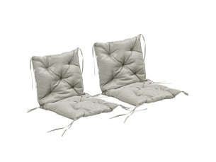 Lot de 2 coussins de chaise 98 x 50 x 8 cm gris clair polyester, liens de fixation intérieur extérieur