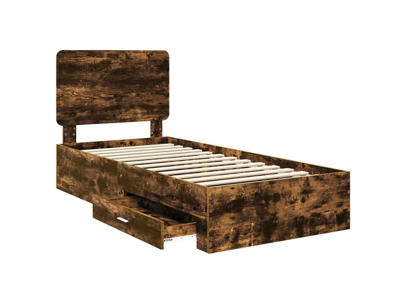  Lit simple- lit adulte -  cadre de lit chêne fumé 100 x 200 cm bois d'ingénierie  - Conforama D