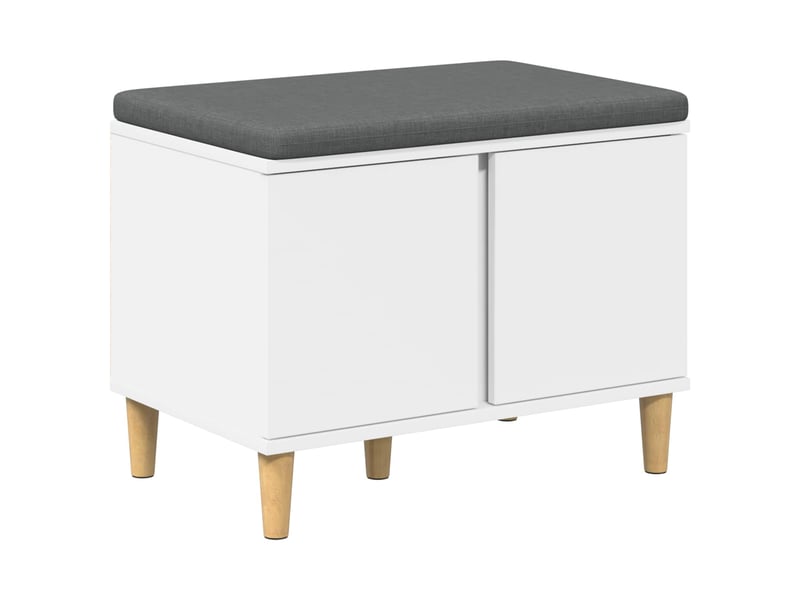  Banc d'entrée blanc 60x38x46 cm bois ingénierie et tissu shl46519  - Conforama A