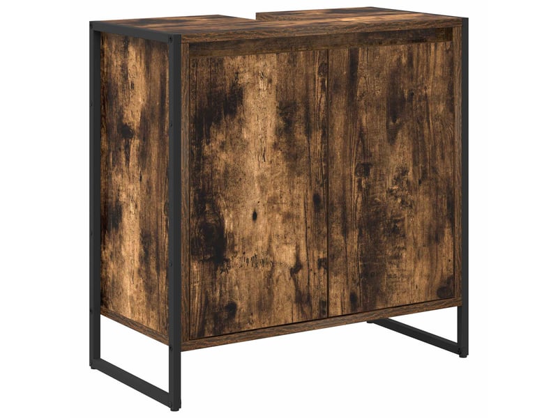  Cabinet de salle de bain, meuble de rangement chêne fumé 60x30x60 cm  - Conforama A