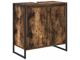 Cabinet de salle de bain, meuble de rangement chêne fumé 60x30x60 cm