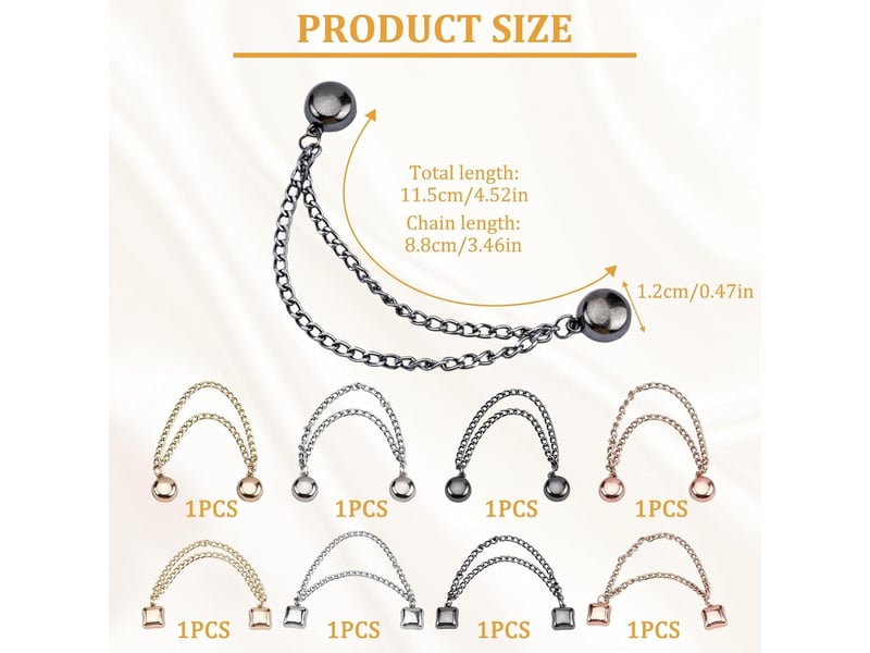  Crochets muraux lot de 8 pinces magnétiques puissantes pour vêtements - aimants invisibles hijab, foulard, chemise et manches - multifonction avec chaîne de sécurité, multicolore  - Conforama B