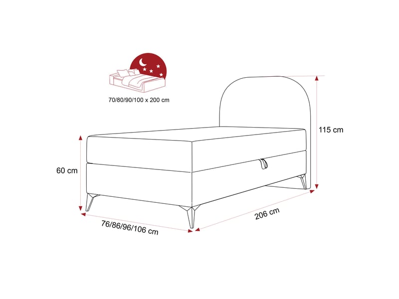  Lit coffre noelia - 90x200 cm - ouverture à droite - avec matelas et surmatelas - marron NOELIA - Conforama E