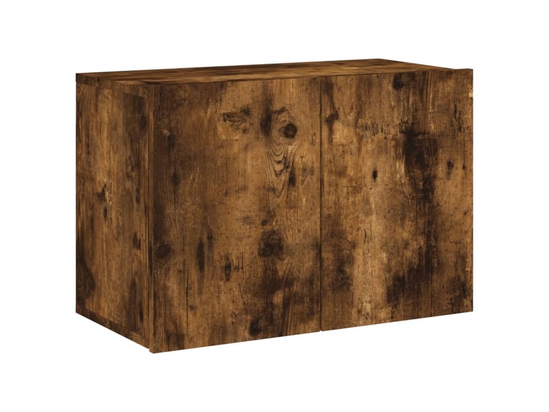  Meuble tv - banc tv - meuble de rangement mural chêne fumé 60x30x41 cm  - Conforama A